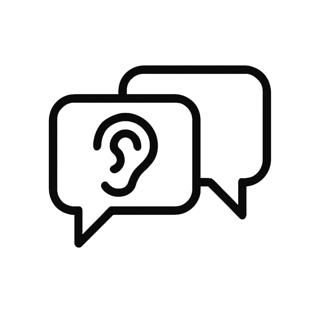 Icône représentant l’écoute active dans les échanges